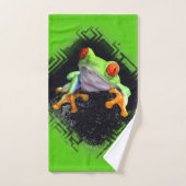 Ensemble encadré de serviette de la grenouille 3 (Serviette à main)