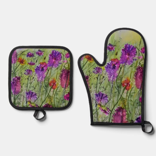 Ensemble fleur sauvage Oven Mitt et Potholder (Recto)