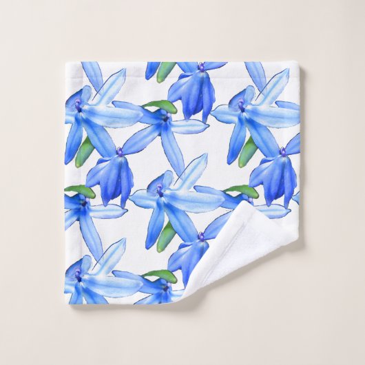 Ensemble floral blanc assez bleu de serviette de (Gant de toilette)