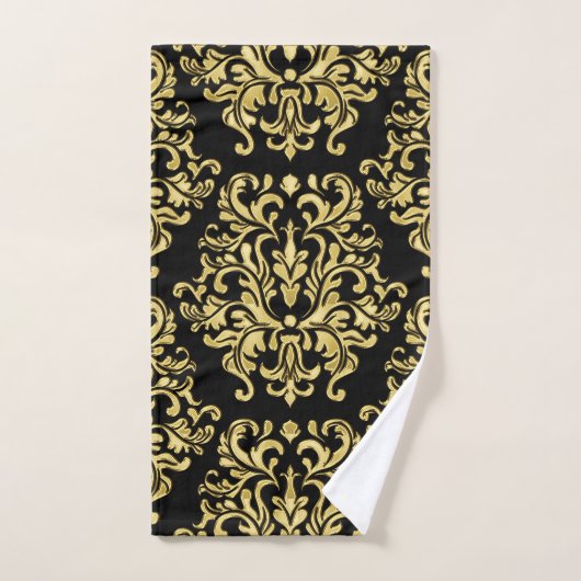 Ensemble floral de serviette d'impression d'or et (Serviette à main)