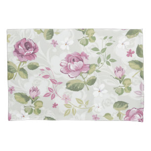 Ensemble floral rose romantique de taie d'oreiller