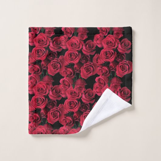 Ensemble floral rouge de serviette de fleurs de (Gant de toilette)