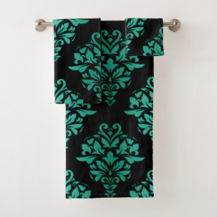 Ensemble floral vert turquoise de serviette de