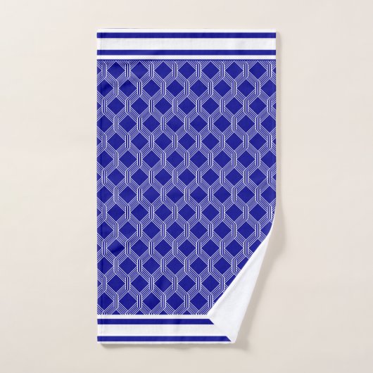 Ensemble géométrique bleu blanc de serviette de (Serviette à main)