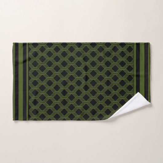 Ensemble géométrique noir vert de serviette de (Serviette à main)