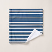 Ensemble gris bleu et de blanc de rayures de Bath (Gant de toilette)