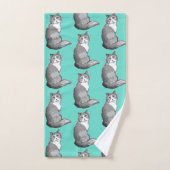 Ensemble gris et blanc de serviette de turquoise (Serviette à main)