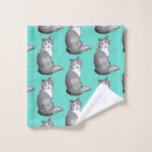 Ensemble gris et blanc de serviette de turquoise (Gant de toilette)