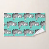 Ensemble gris et blanc de serviette de turquoise (Serviette à main)