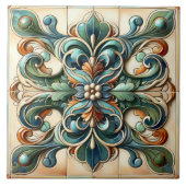 Ensemble harmonique de carreaux de fleur (Devant)