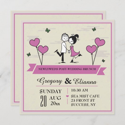 Ensemble invitation de brunch de mariage de (Devant / Derrière)