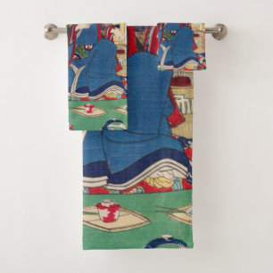 Ensemble japonais de serviette d'art