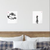 Ensemble minimaliste d'encre zen — Pin et Oiseau s (Chambre à coucher)