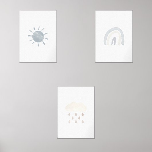 Ensemble muet de 3 gravure d'art en pépinière arc- (Recto)