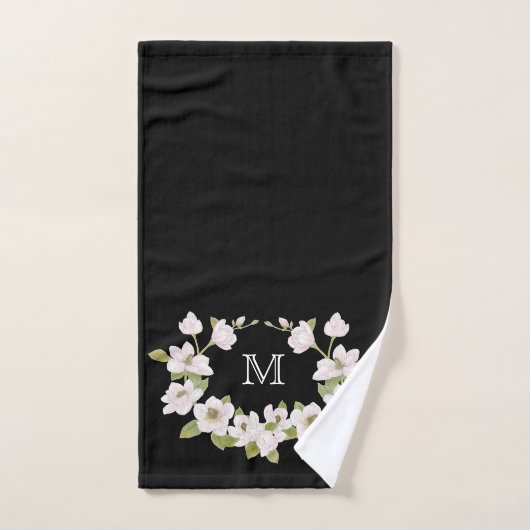 Ensemble noir décoré d'un monogramme de serviette (Serviette à main)