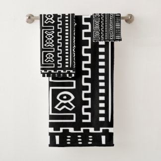 Ensemble noir et blanc de serviette de Mudcloth
