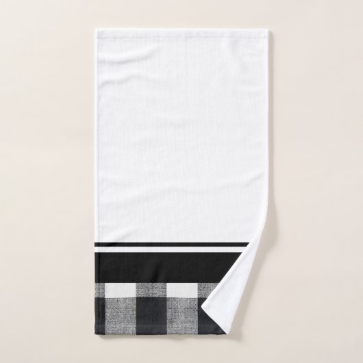 Ensemble noir et blanc de serviette de plaid (Serviette à main)