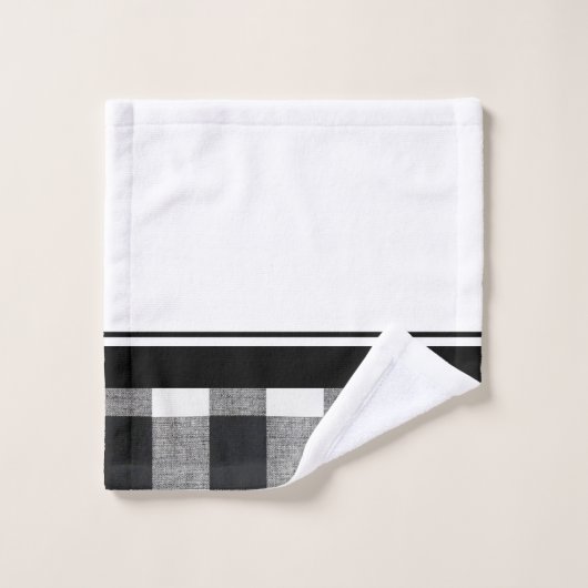 Ensemble noir et blanc de serviette de plaid (Gant de toilette)
