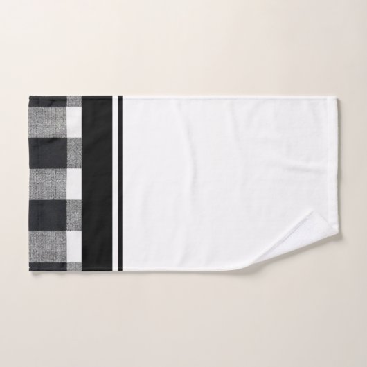 Ensemble noir et blanc de serviette de plaid (Serviette à main)