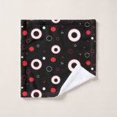 Ensemble noir rouge et de blanc de bulles de polka (Gant de toilette)