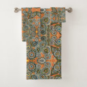 ensemble orange de serviette de Paisley (En situation)
