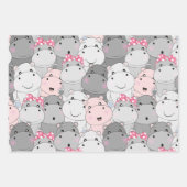 Ensemble papier cadeau Bébés Hippopotames Mignons (Devant)