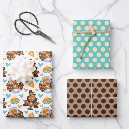 Ensemble papier cadeau de Thanksgiving dinde tarte (Recto)