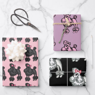 Ensemble papier cadeau Poodles français
