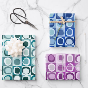 ensemble papier d'emballage de 3 feuilles motif ab