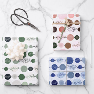 ensemble papier d'emballage de 3 feuilles motif ab