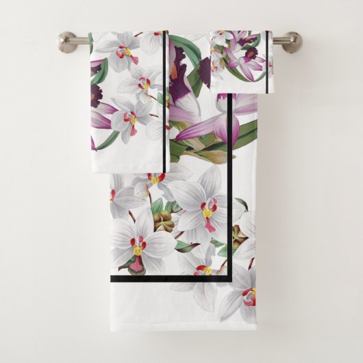 Ensemble pourpre blanc de serviette de Bath de (En situation)