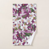 Ensemble pourpre blanc vintage de serviette de (Serviette à main)