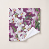 Ensemble pourpre blanc vintage de serviette de (Gant de toilette)