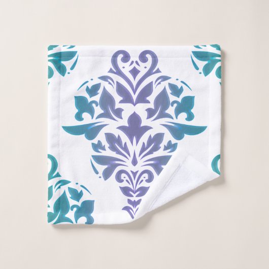 Ensemble pourpre de Towlet d'impression de damassé (Gant de toilette)