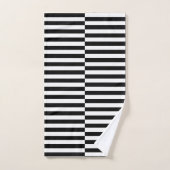 Ensemble rayé noir et blanc excentré de serviette (Serviette à main)
