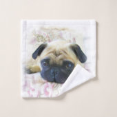 Ensemble rose de serviette de bain de chien de (Gant de toilette)