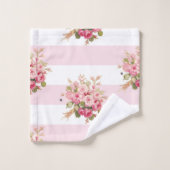 Ensemble rose de serviette de bain de rayure de (Gant de toilette)