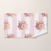 Ensemble rose de serviette de bain de rayure de (Serviette à main)