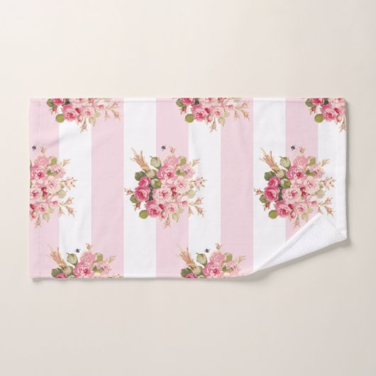 Ensemble rose de serviette de bain de rayure de (Serviette à main)