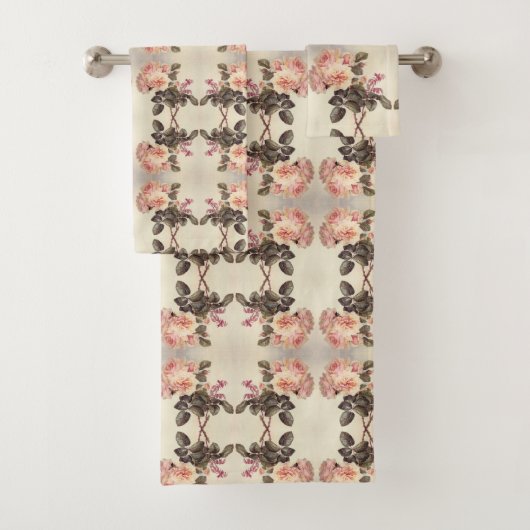Ensemble rose de serviette de Bath de fleurs de (En situation)