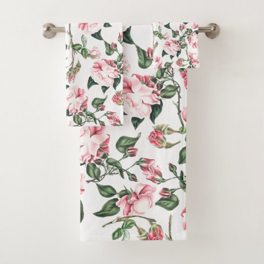 Ensemble rose de serviette de Bath de fleurs de (En situation)