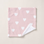Ensemble rose et blanc de serviette de coeurs (Gant de toilette)