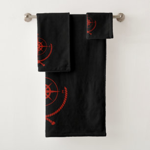 Ensemble rose rouge et noir de serviette de Bath