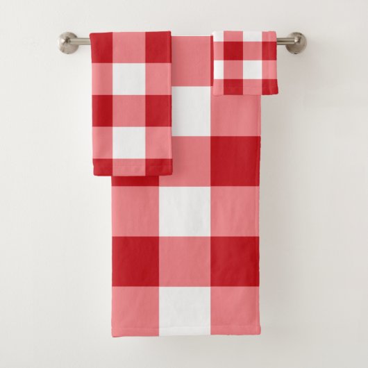 Ensemble rouge et blanc de serviette de Bath de (En situation)