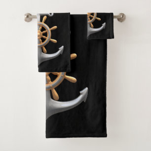 Ensemble serviette de bain Ancres et roue de gouve