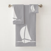 ensemble serviette de bain bateau à voile & bousso (En situation)