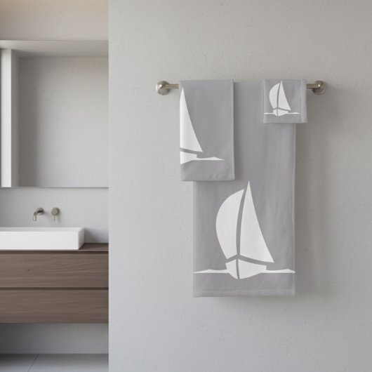 ensemble serviette de bain bateau à voile & bousso