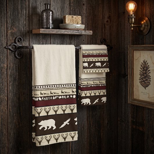 ensemble serviette de bain bois d'automne