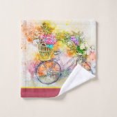 Ensemble serviette de bain vélo et fleurs (Gant de toilette)