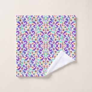 Ensemble serviette et gant de toilette à motif col